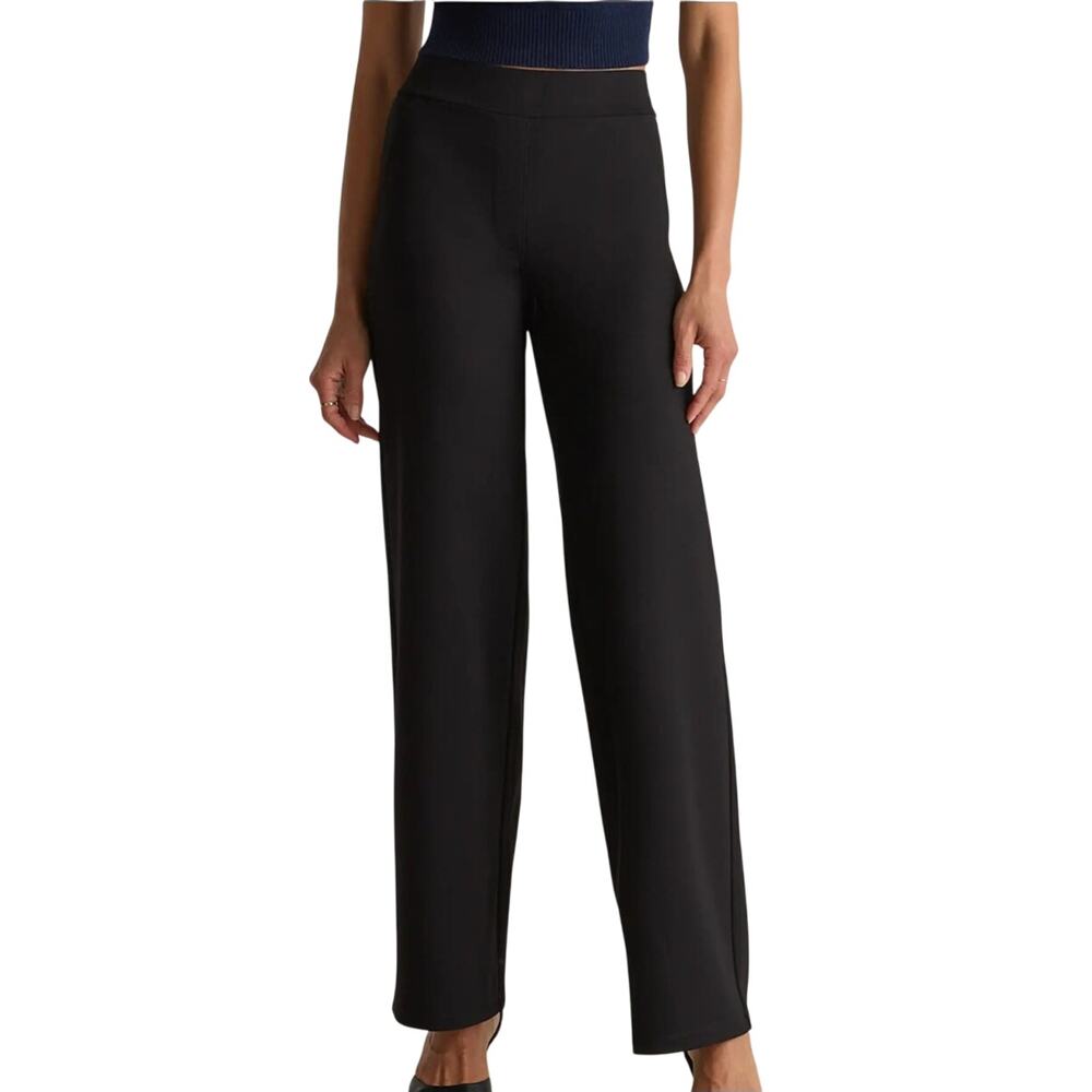 Quince Womens Black Ultra Stretch Ponte Pull On Dress Pants Welt Pockets Size M